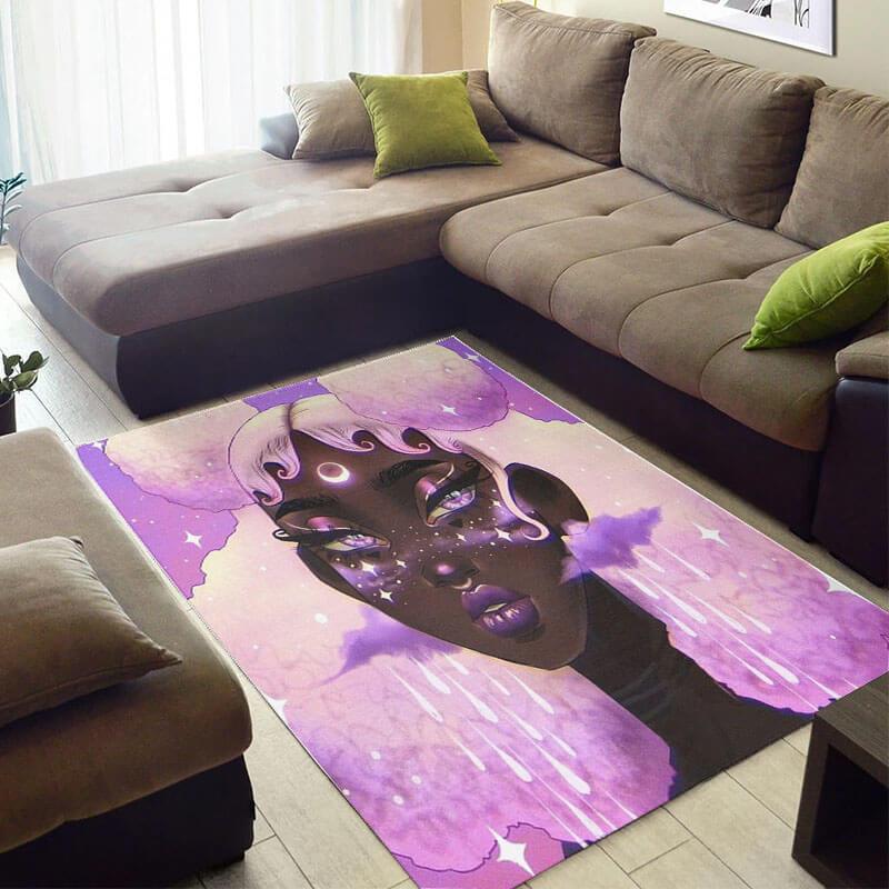 Modern African Beautiful Style Afro Lady Design Floor Carpet Inspired Living Room Rug - Chussin | Home Decor Easily