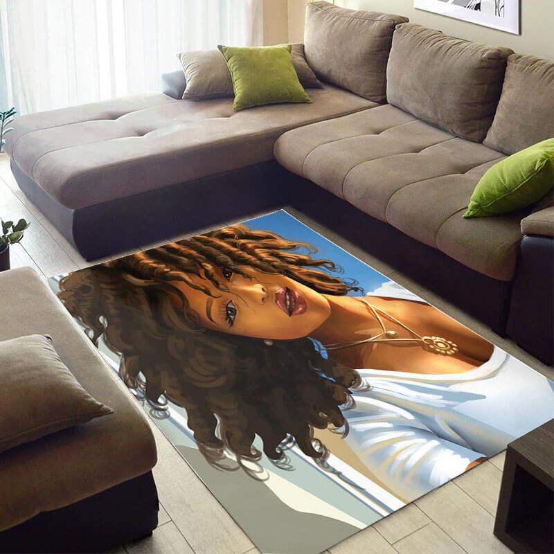 Modern African Style Fancy American Black Art Melanin Girl Large Themed Home Rug -  Chussin | Home Decor Easily