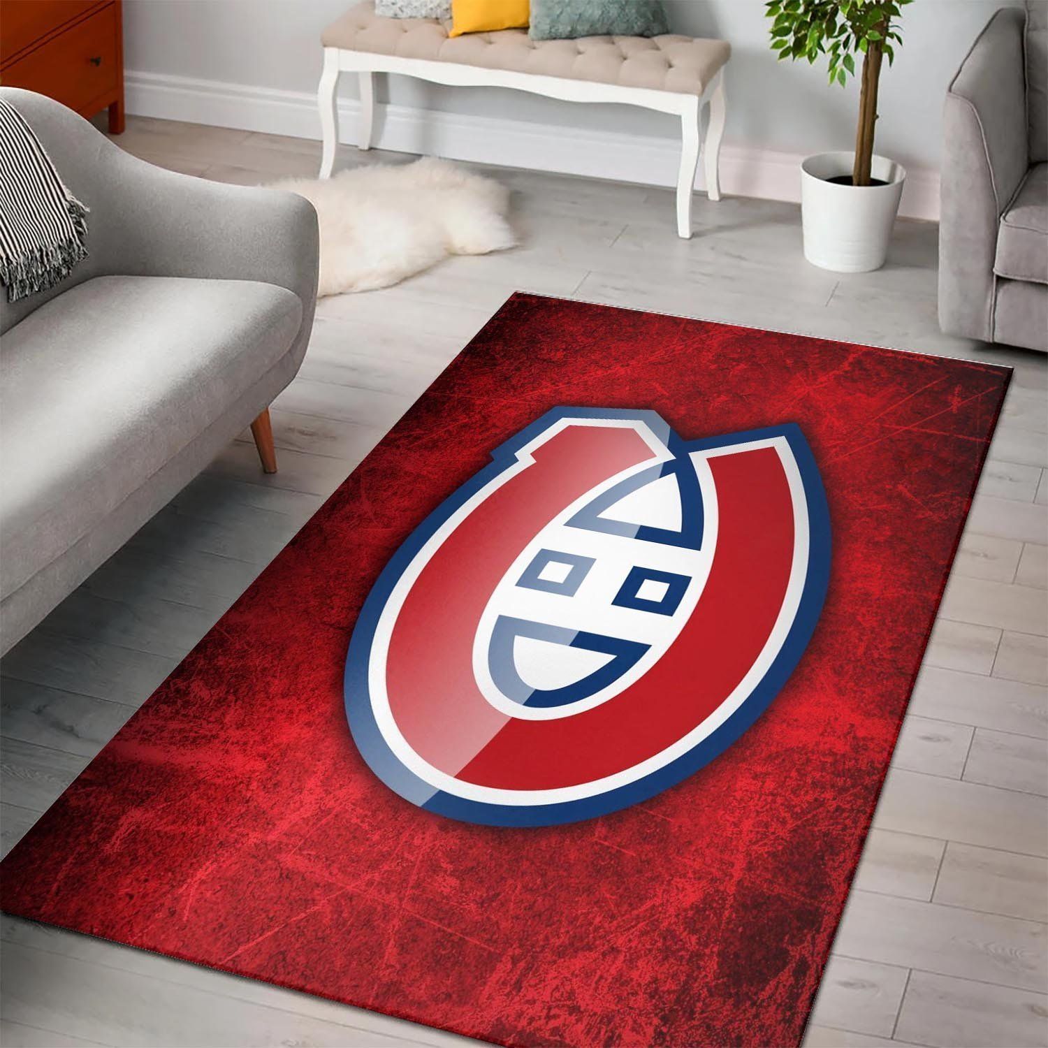 Montreal Canadiens Area Rug Nhl Ice Hockey Team Logo V4248  Chussin | Home Decor Easily