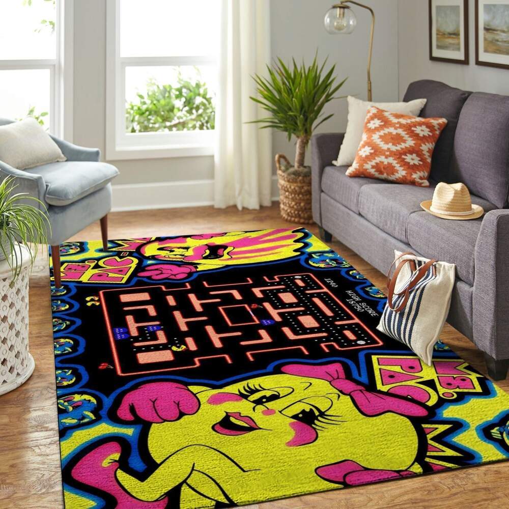 Ms.Pacman Area Rug Video Game Gamer Chussin | Home Decor Easily