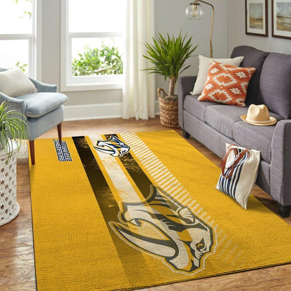 Nashville Predators Nhl Area Team Logo Sports Rug Regtangle  Chussin | Home Decor Easily