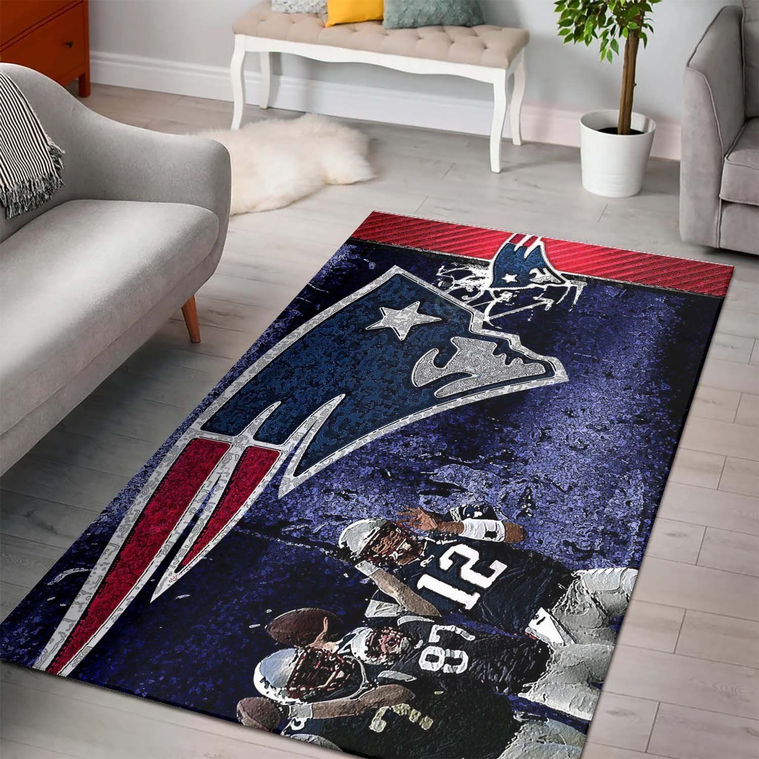 New England Patriots Area Rug Nfl Football Team Logo V791  Chussin | Home Decor Easily