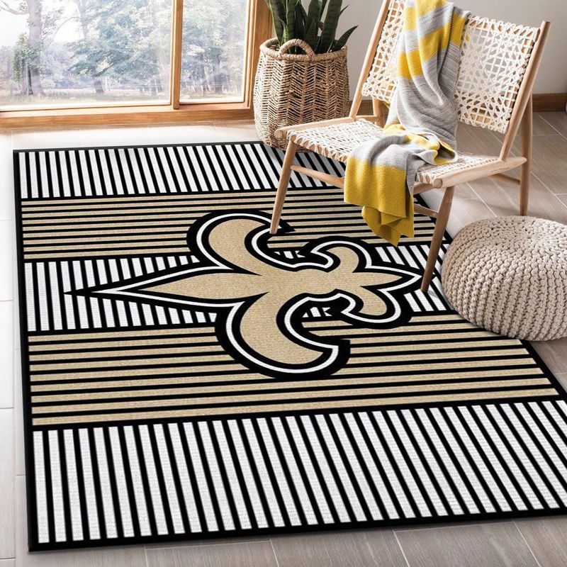 New Orleans Saints Nfl 1 Area Rug Bed Room Regtangle  Chussin | Home Decor Easily