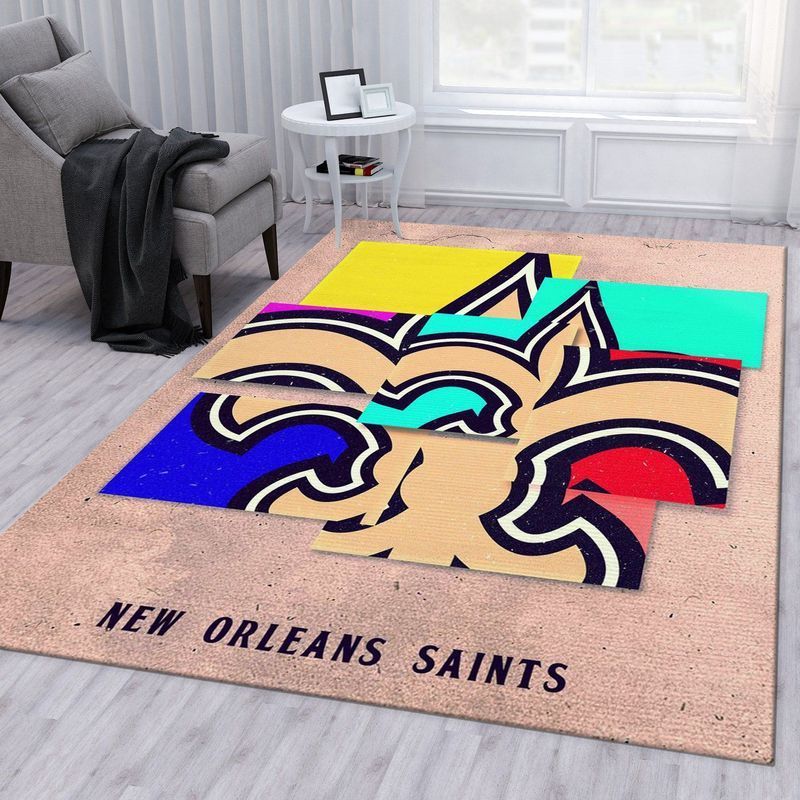 New Orleans Saints Nfl 18 Area Rug Bed Room Regtangle  Chussin | Home Decor Easily