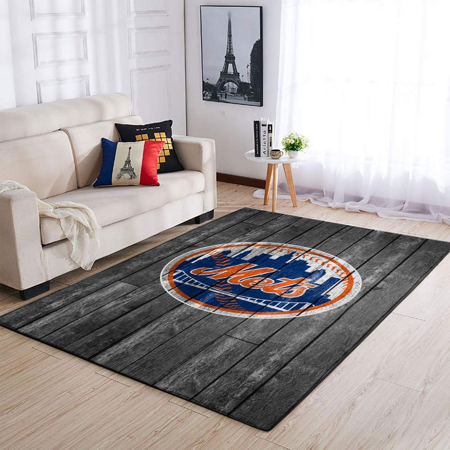 New York Mets Mlb Area Baseball Team Logo Wooden Rug Regtangle Chussin | Home Decor Easily