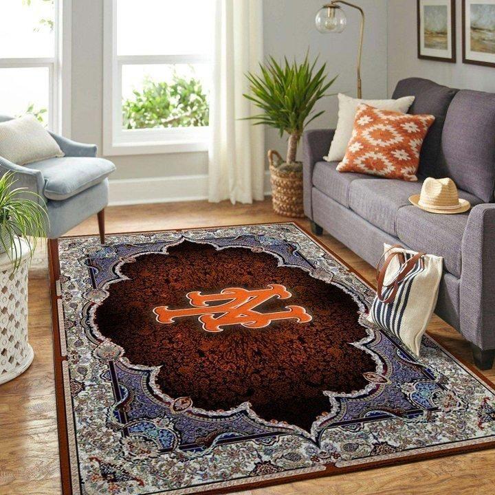 New York Mets Mlb Baseball Area Rug Baseball Rug Regtangle V5087 Chussin | Home Decor Easily