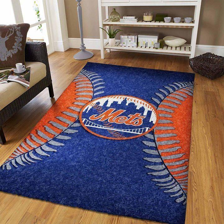 New York Mets Mlb Baseball Area Rug Baseball Rug Regtangle V5088 Chussin | Home Decor Easily