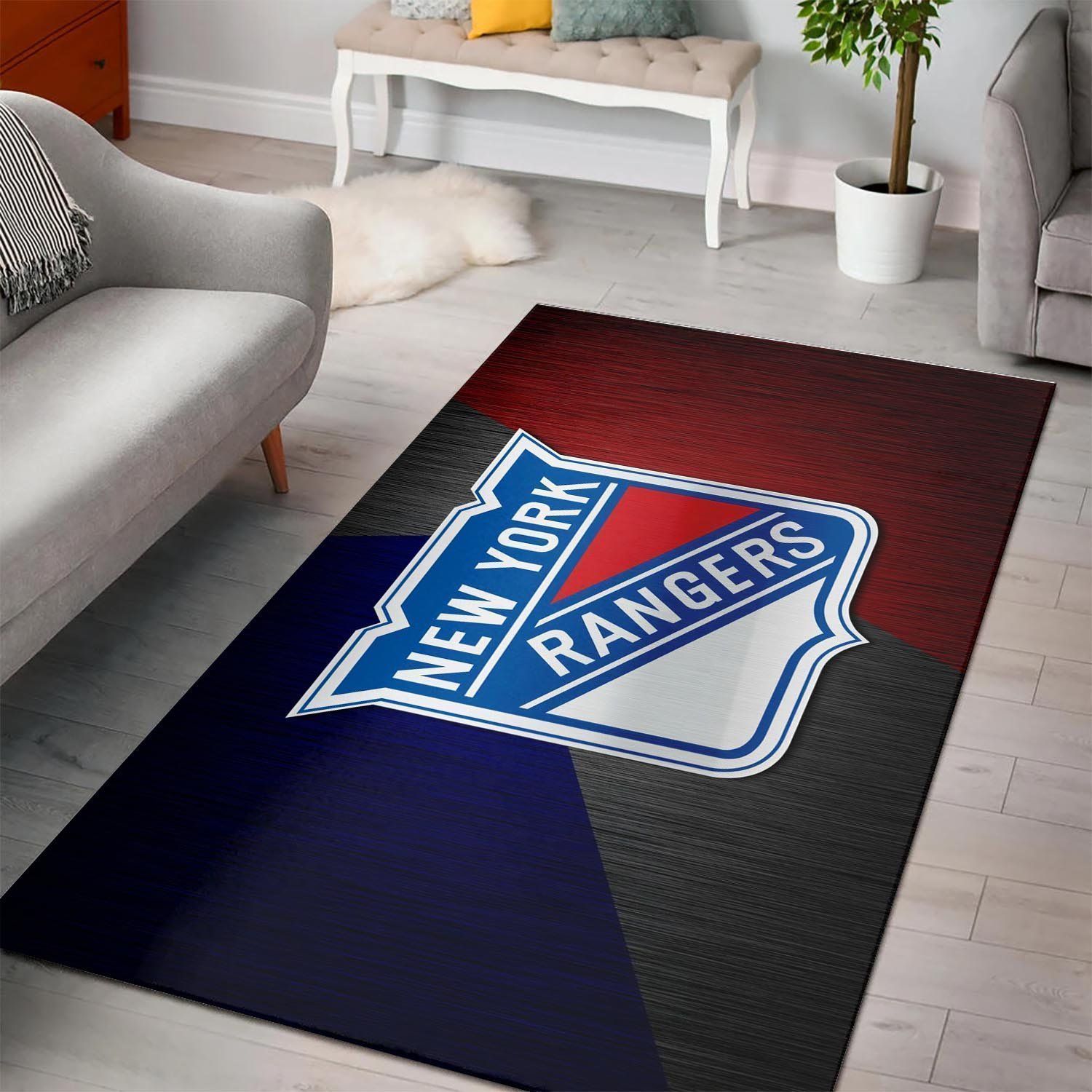 New York Rangers Area Nhl Hockey Team Logo 2002202 Rug Regtangle Chussin | Home Decor Easily