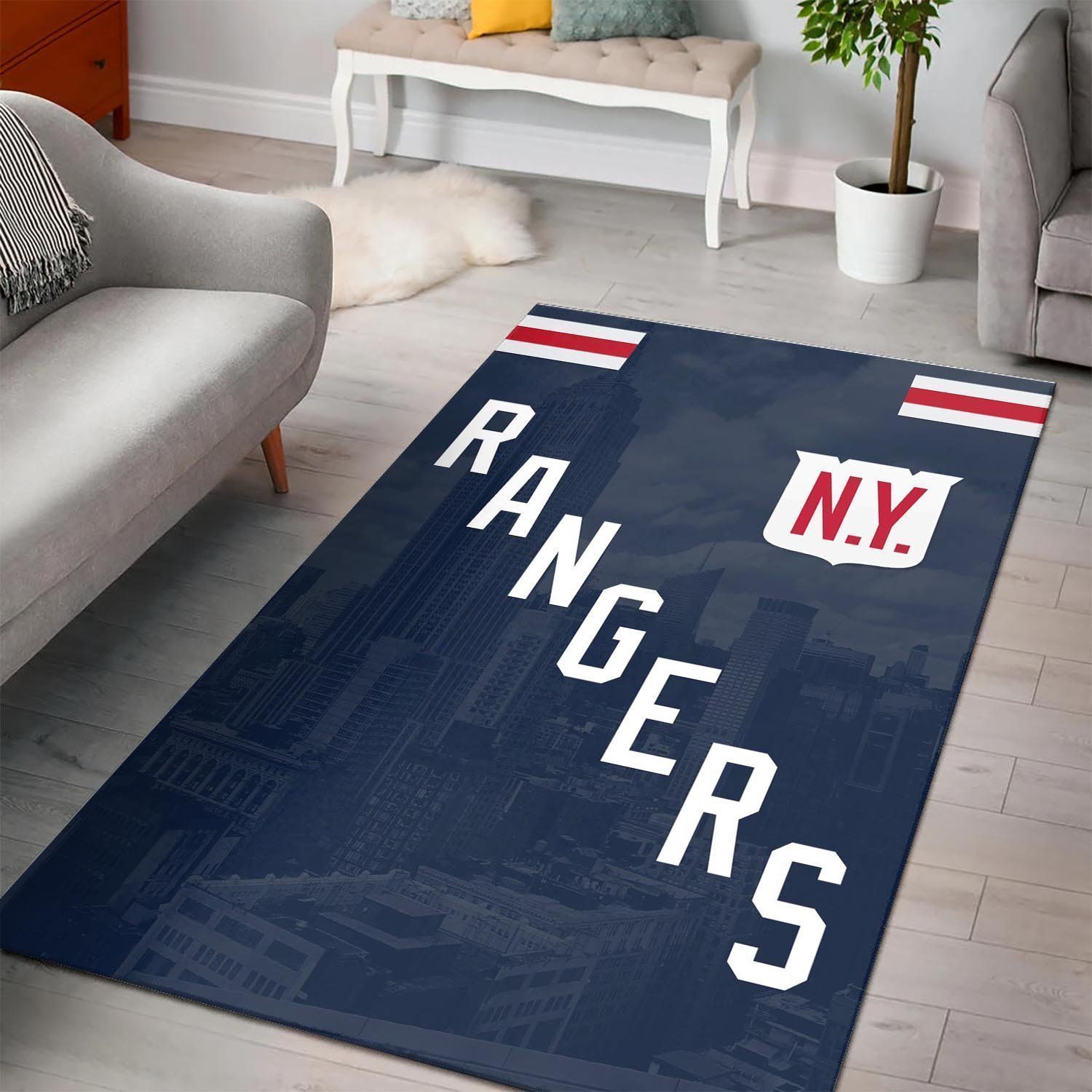 New York Rangers Area Nhl Hockey Team Logo 2002203 Rug Regtangle Chussin | Home Decor Easily