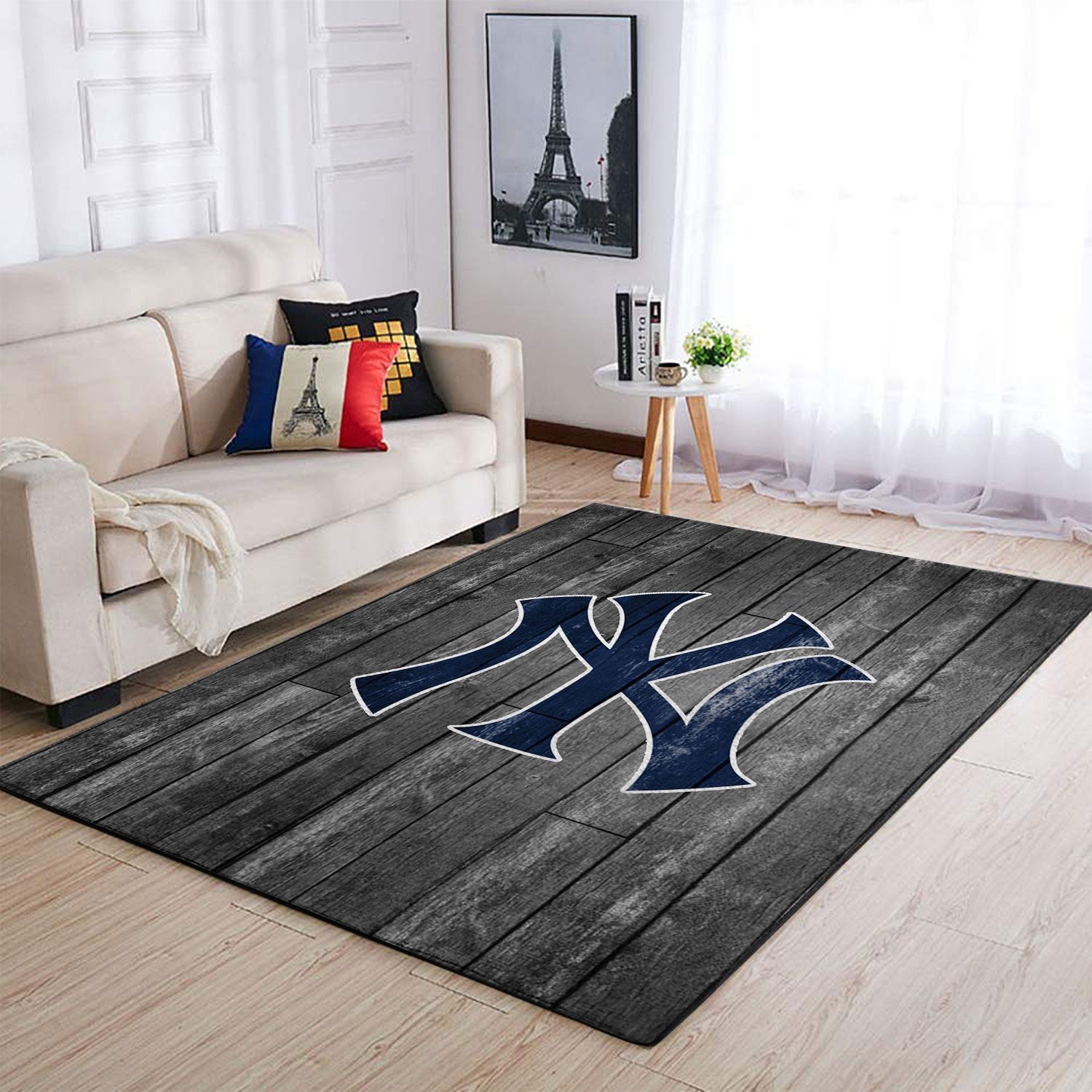 New York Yankees Mlb Area Baseball Team Logo Wooden Rug Regtangle | Home Decor Easily
