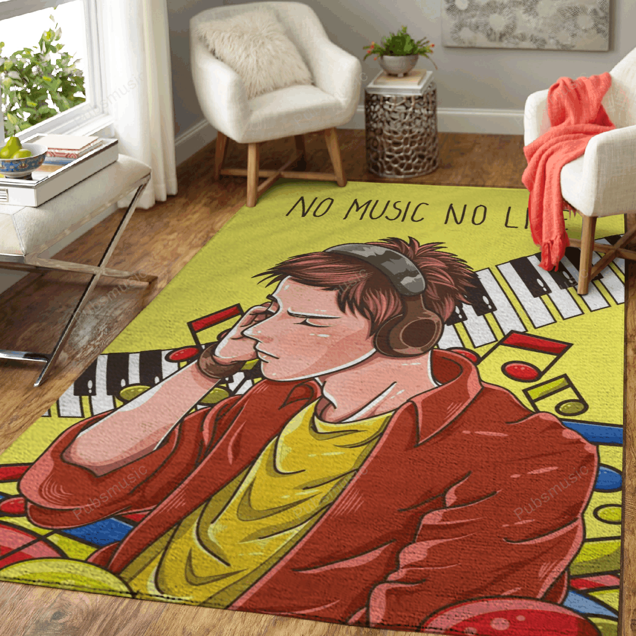 No Music No Life Funny Happy Cartoon Art For Fans Area  Chussin | Home Decor Easily