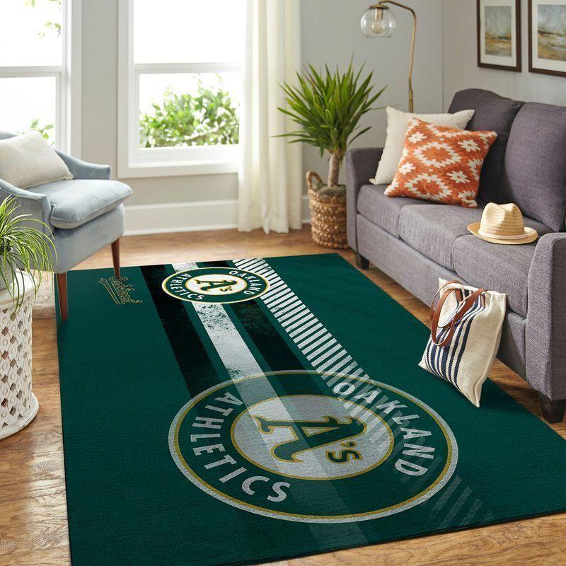 Oakl Athletics Area Rug Mlb Baseball Team Logo Regtangle  Chussin | Home Decor Easily