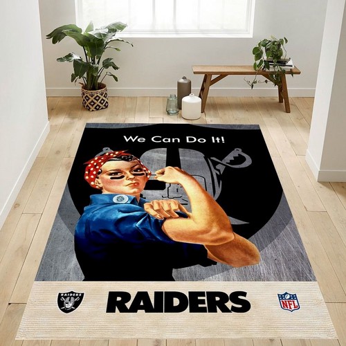 Oakland Raiders Crest Nfl Team Logo Rug Us Gift  Chussin | Home Decor Easily