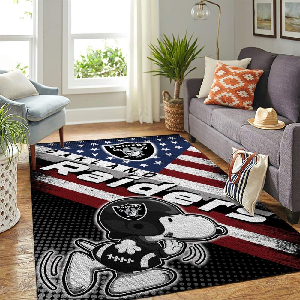Oakland Raiders Nfl Area Rugs American Flag & Snoopy Team Logo Sports  Chussin | Home Decor Easily