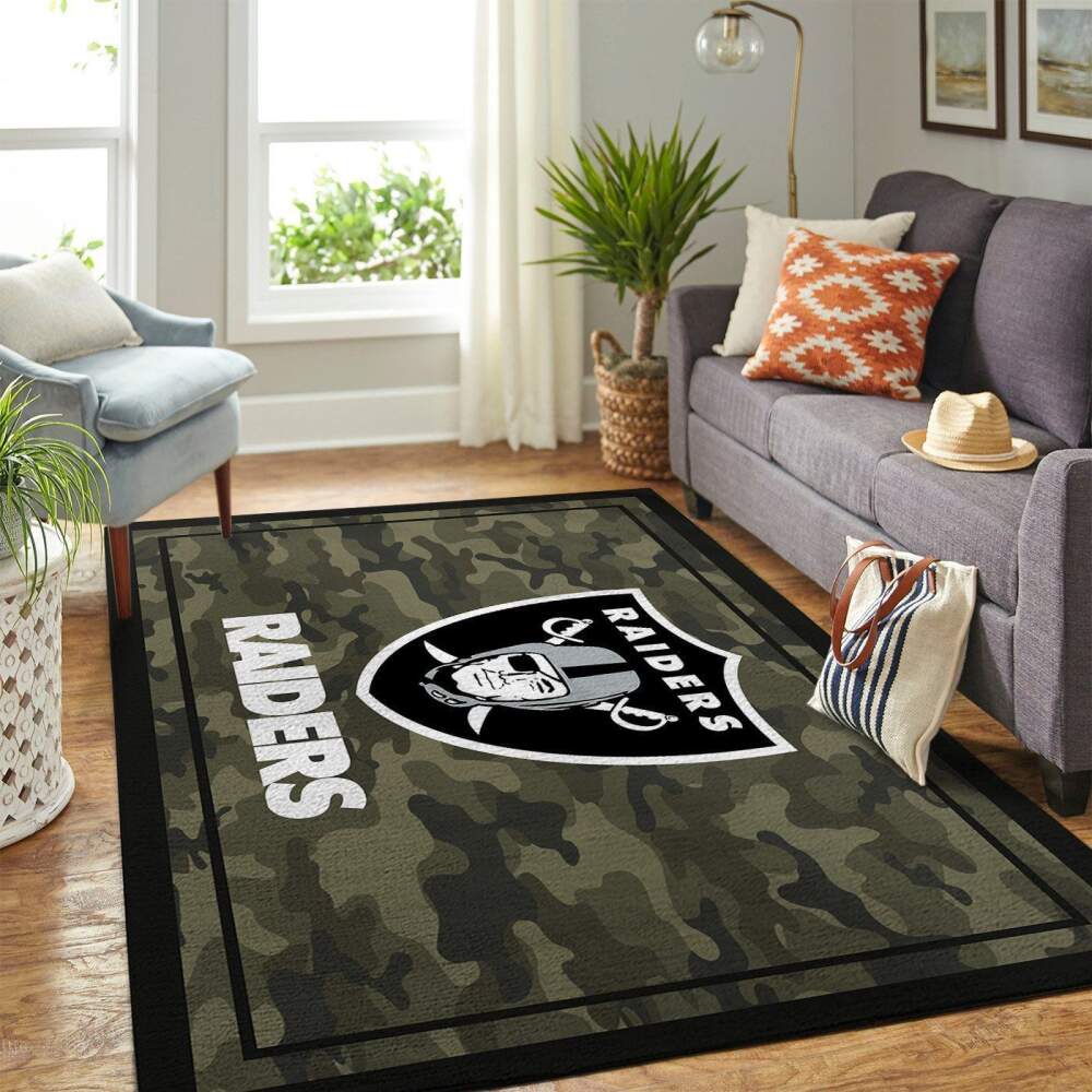 Oakland Raiders Nfl Area Rugs Camo Style Team Logo  Chussin | Home Decor Easily