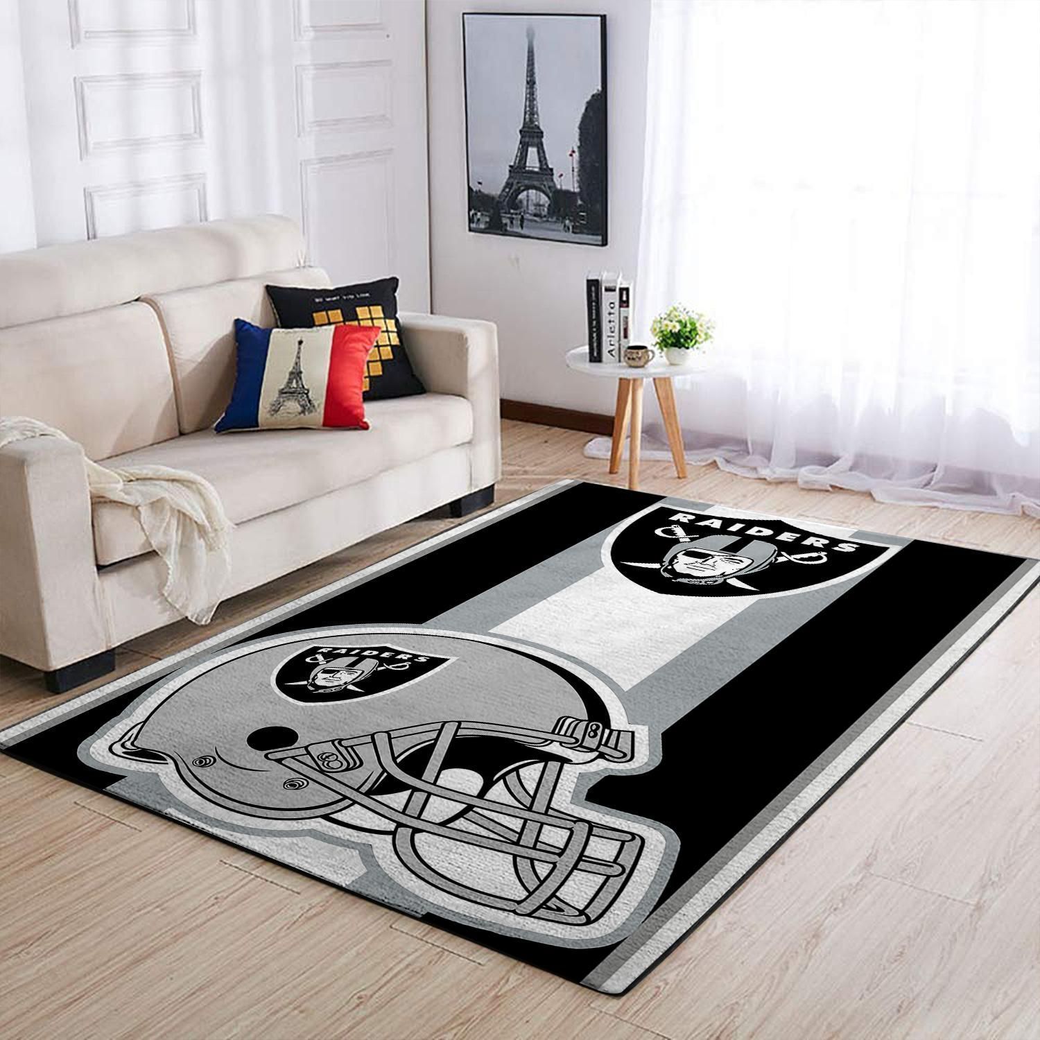 Oakland Raiders Nfl Area Rugs Team Logo Helmet Sports  Chussin | Home Decor Easily