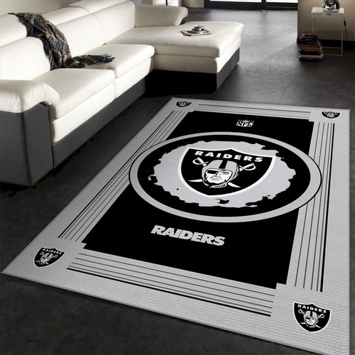 Oakland Raiders Nfl Logo Style Rug Room Custom Area  Chussin | Home Decor Easily