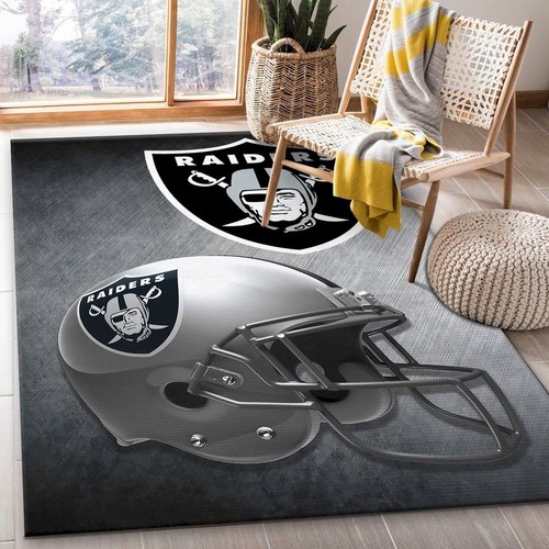 Oakland Raiders Nfl Team Logo Helmet Style Nice Gift Rectan  Chussin | Home Decor Easily