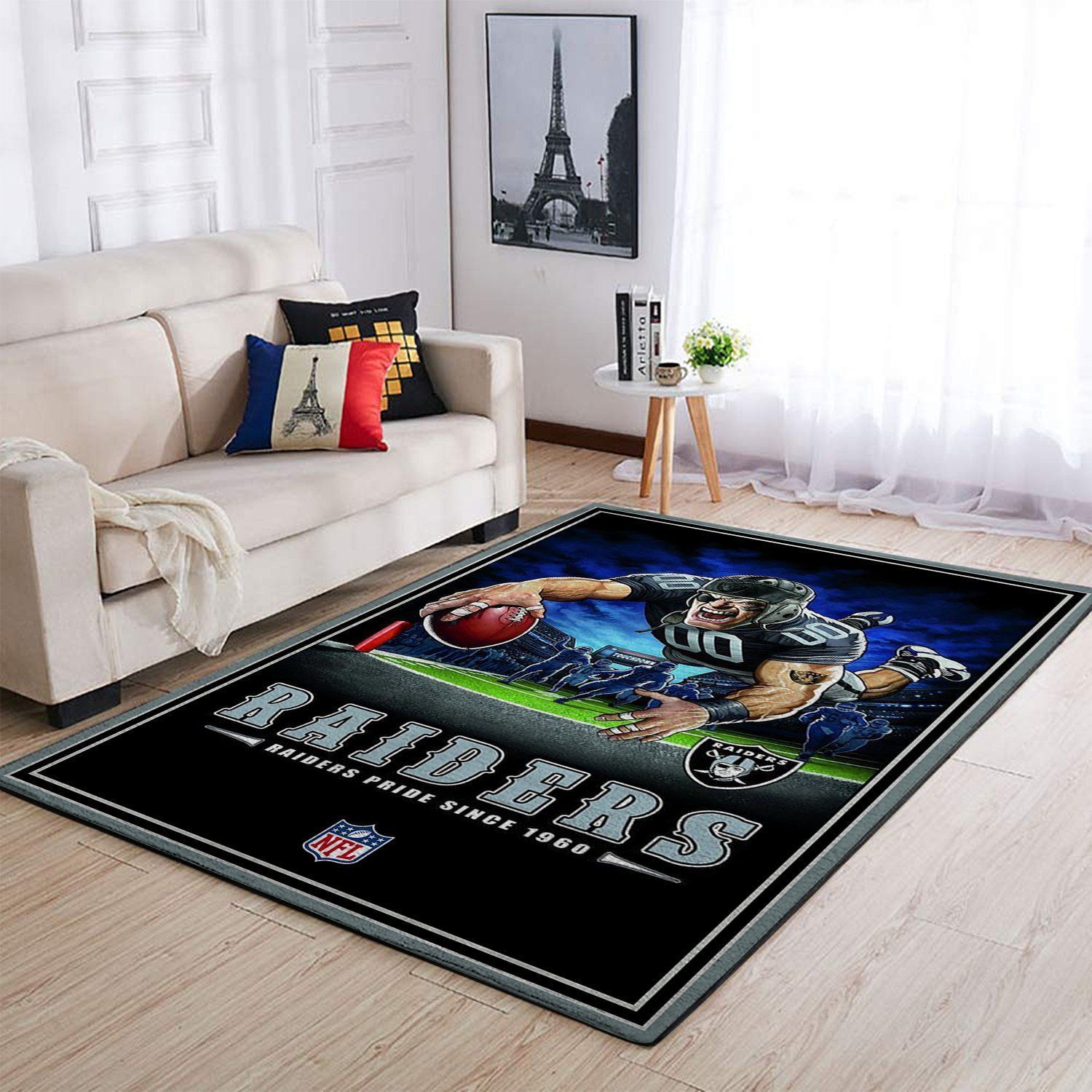 Oakland Raiders Nfl Team Pride Rectangle Area Rug Area  Chussin | Home Decor Easily