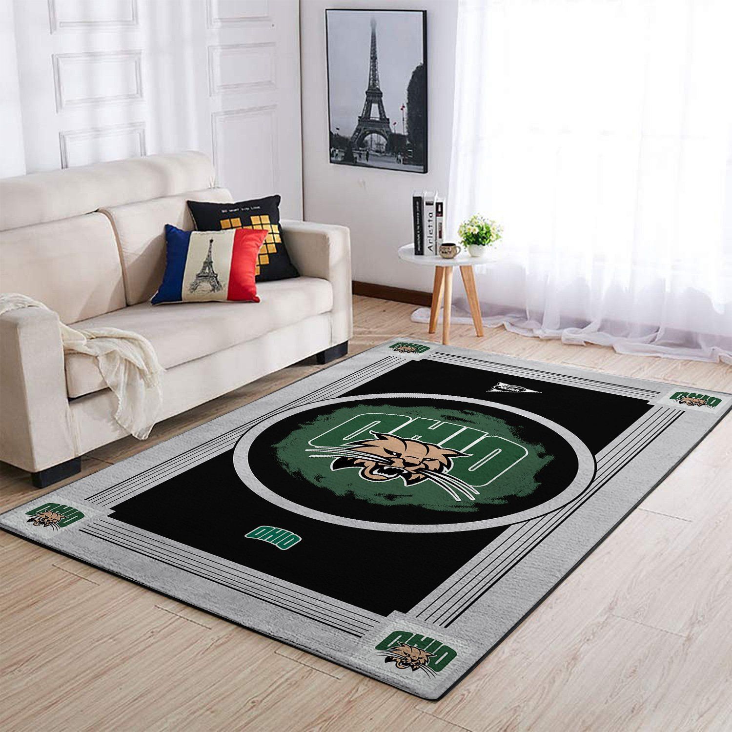 Ohio Bobcats Ncaa Area Team Logo Rug Regtangle Chussin | Home Decor Easily