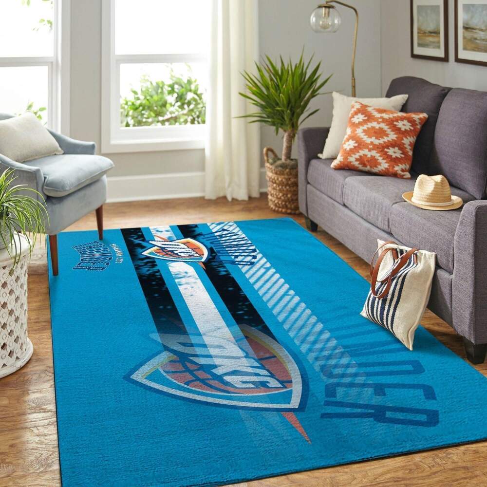 Oklahoma City Thunder Area Rug Nba Basketball Team Logo Regtangle V6617 Chussin | Home Decor Easily