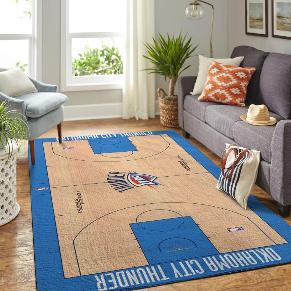 Oklahoma City Thunder Court Area Rug Nba Basketball Team Logo | Home Decor Easily