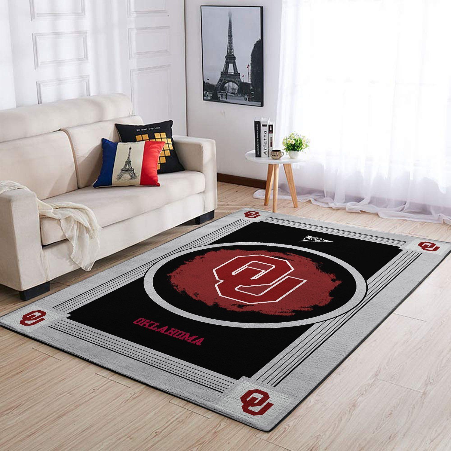 Oklahoma Sooners Ncaa Area Team Logo Rug Regtangle | Home Decor Easily