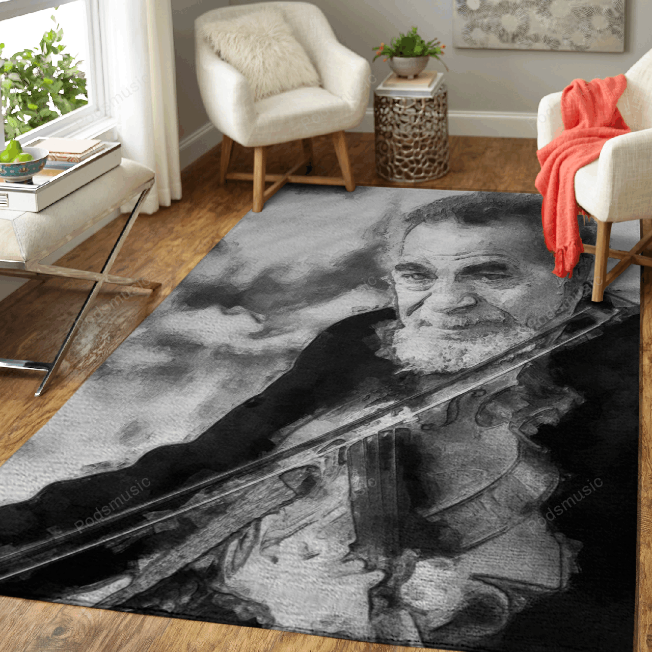 Old Violin Man Music Art For Fans Area Rug Regtangle  Chussin | Home Decor Easily