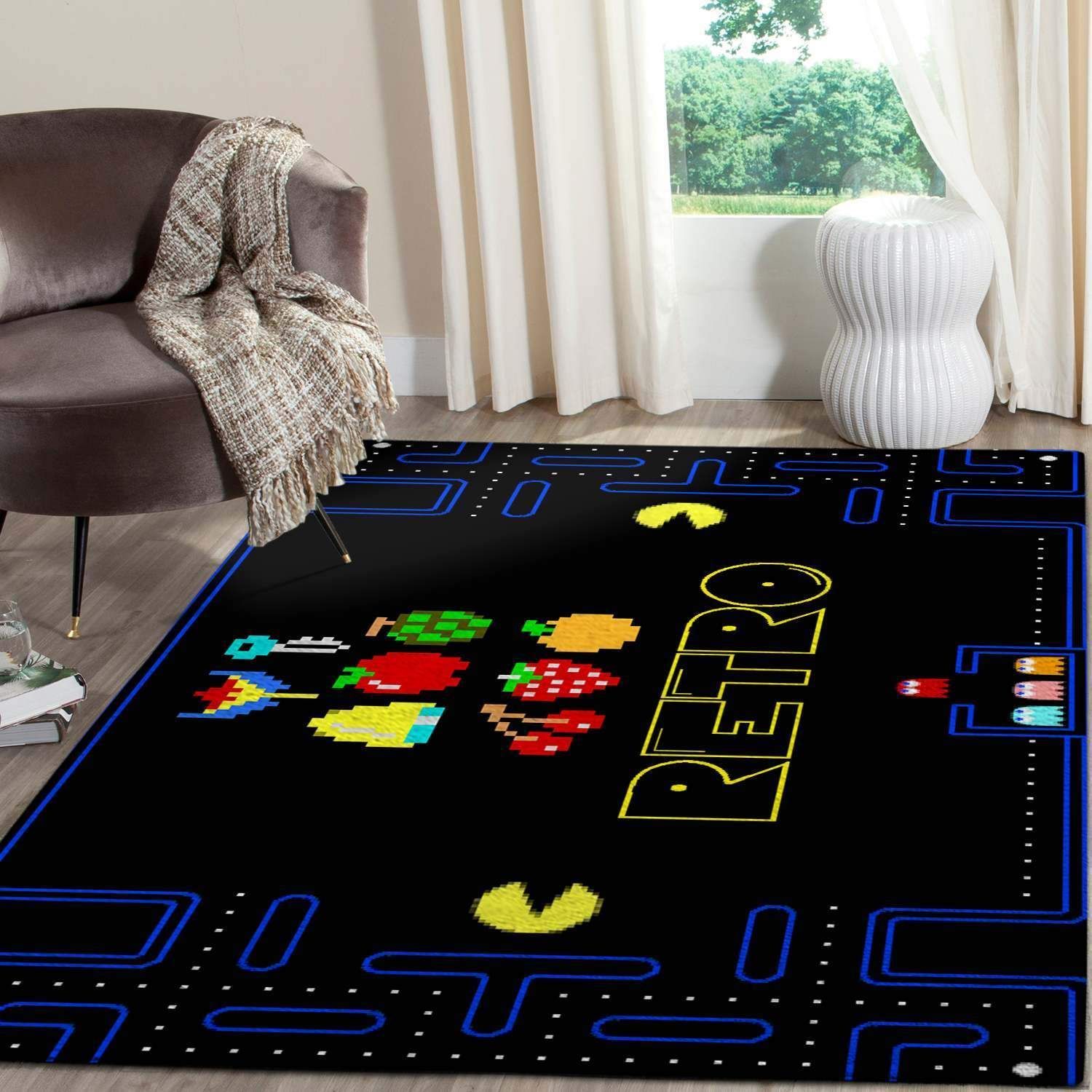 Pacman Gaming Area Christmas Gift Rug Regtangle V5063  Chussin | Home Decor Easily