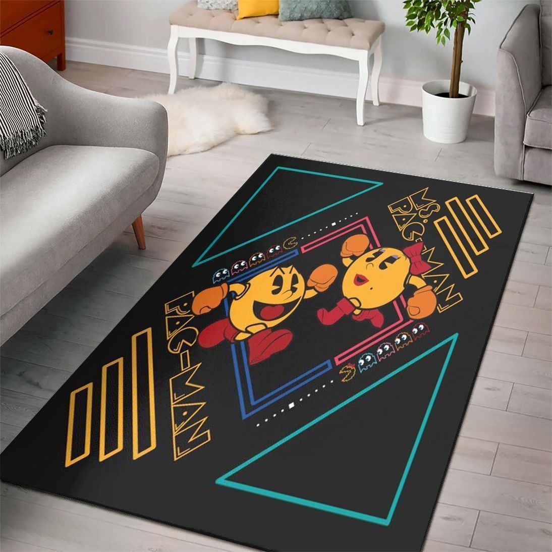 Pacman Gaming Collection Area Rug Regtangle Chussin | Home Decor Easily