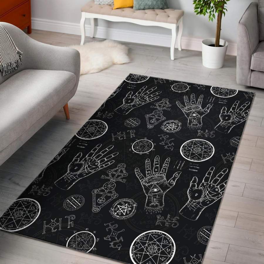 Pagan Wiccan Witch Pattern Print Area Rug  Chussin | Home Decor Easily