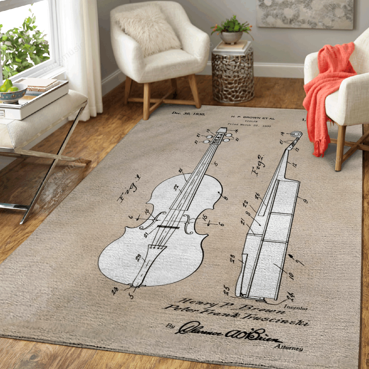 Patent Art Brown Et Al Violin 1930 Patent Music Art For Fans Area  Chussin | Home Decor Easily