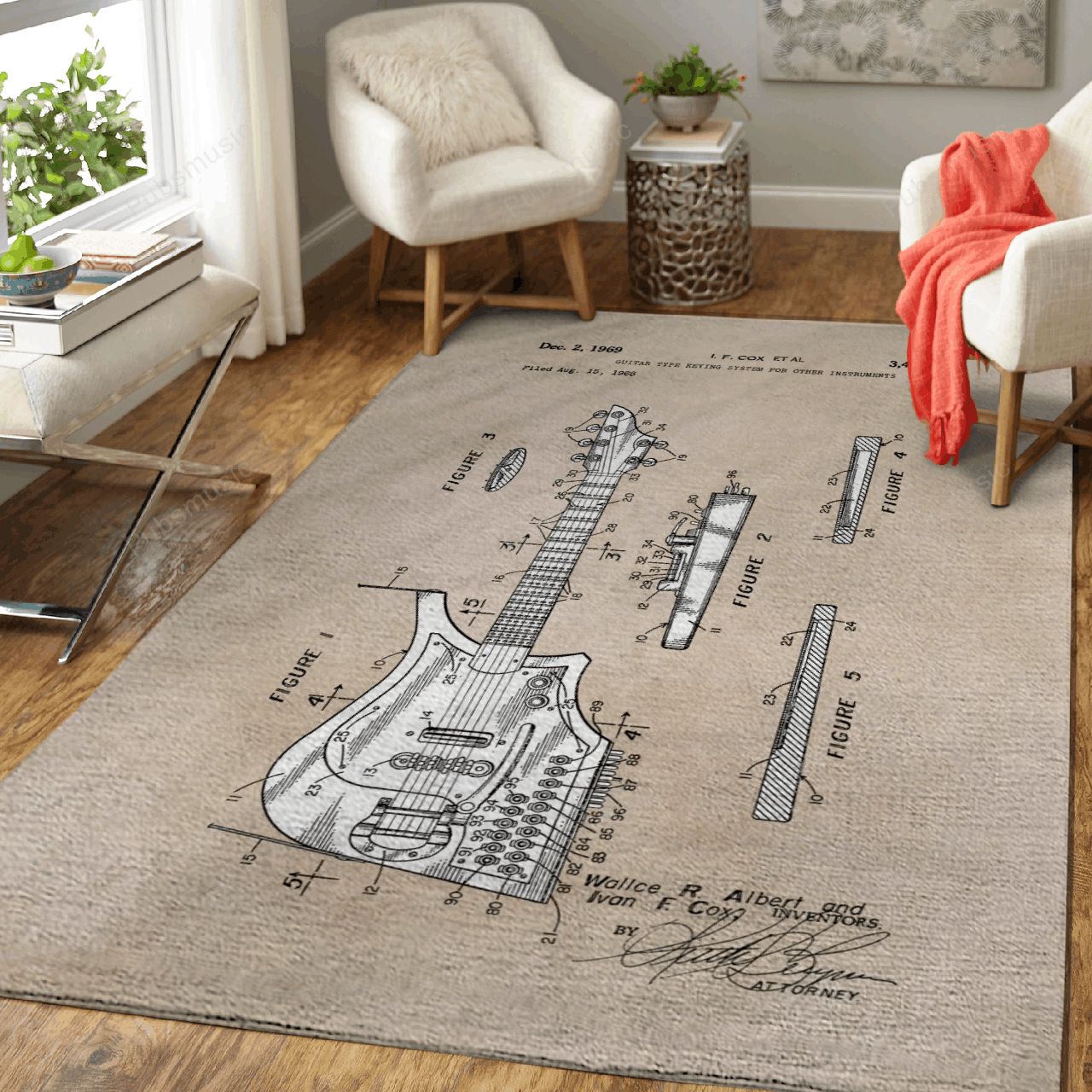 Patent Art Cox 1969 Guitar Type Keying Patent Music Art For Fans Area  Chussin | Home Decor Easily