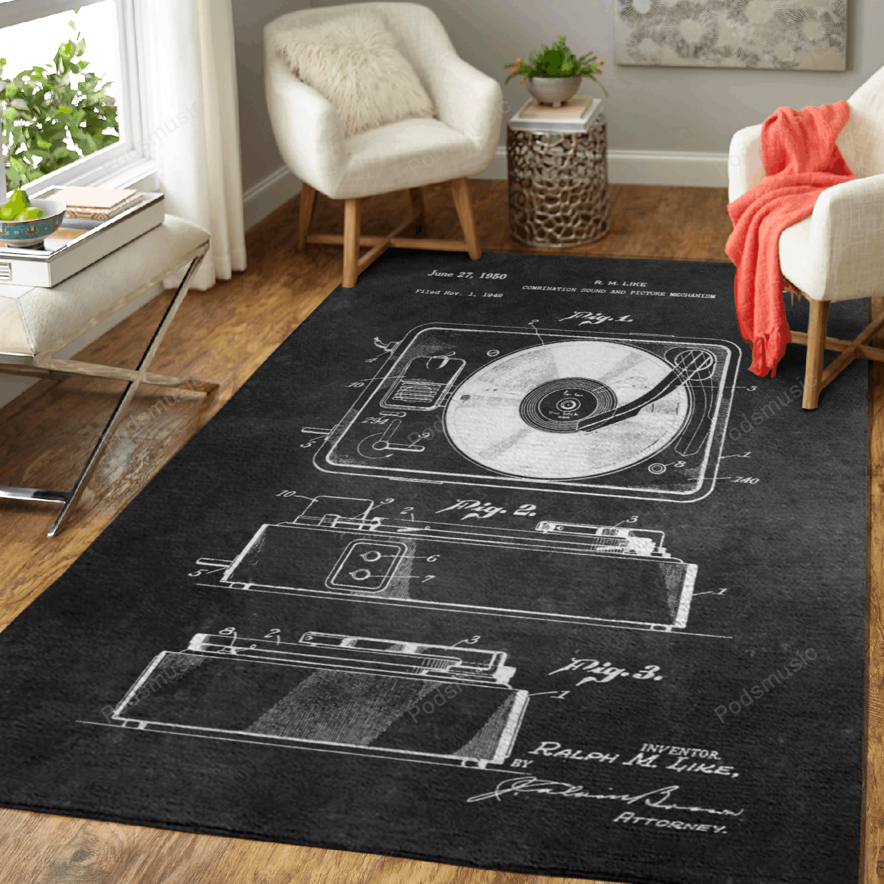 Patent Art Like Combinatio Patents Music Art For Fans Area Rug Regtangle  Chussin | Home Decor Easily