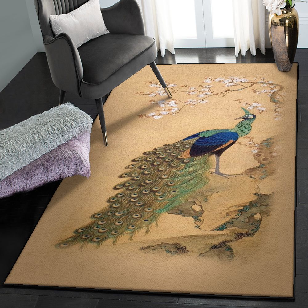 Peafowl Indoor Outdoor , Peacock In The Spring GS CL Rug  Chussin | Home Decor Easily