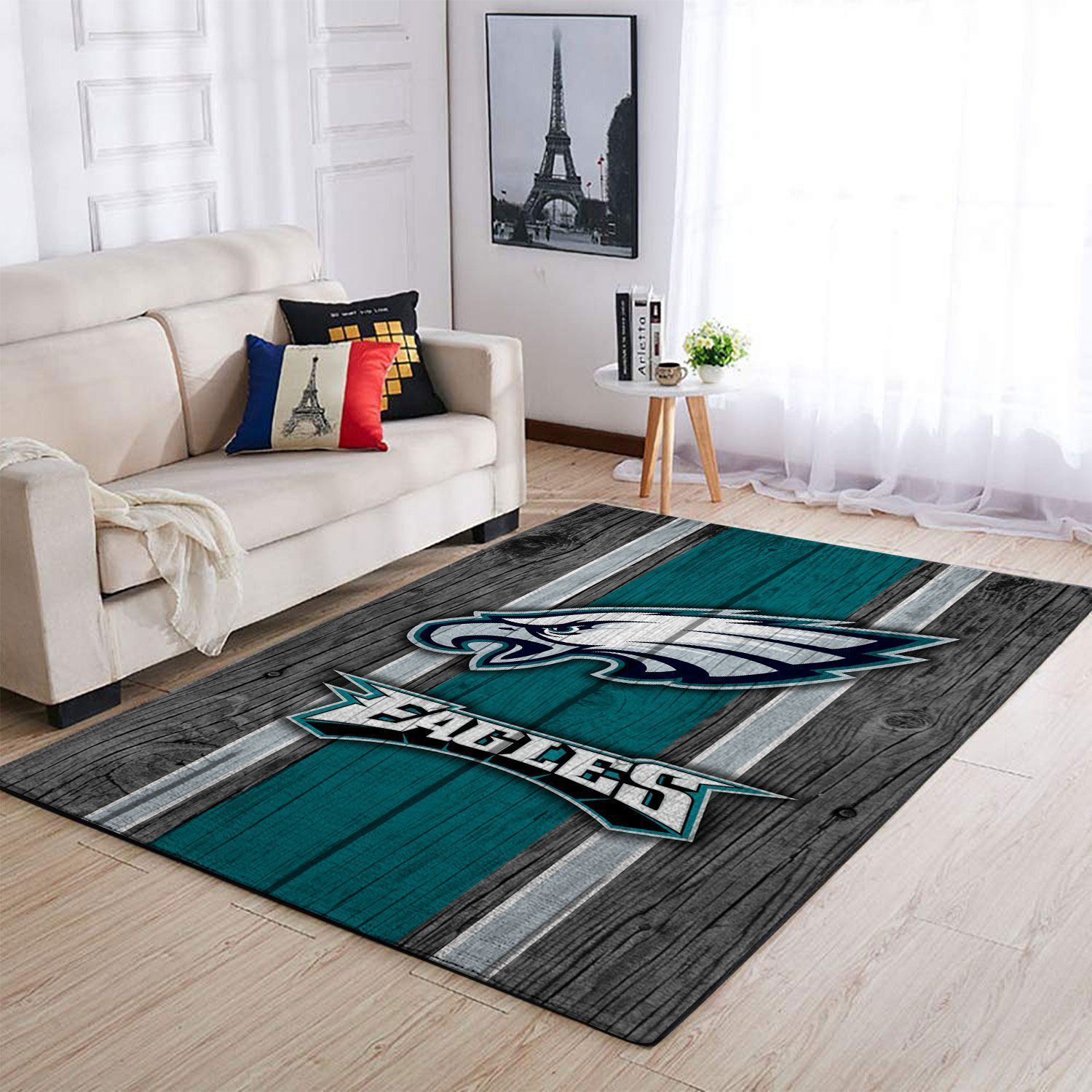 Philadelphia Eagles Nfl Area Football Team Logo Wooden Style Rug Regtangle  Chussin | Home Decor Easily