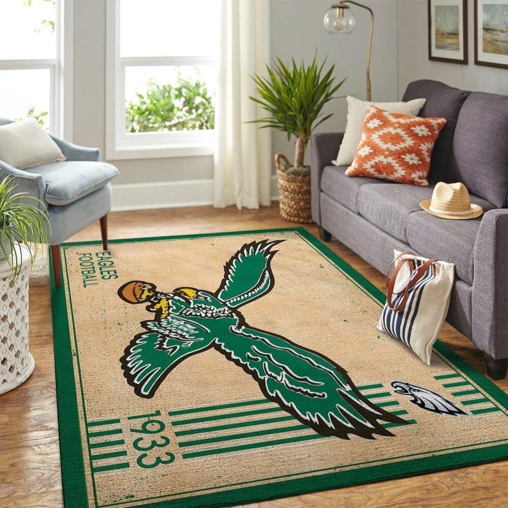 Philadelphia Eagles Nfl Area Rugs Retro Style Team Logo Sports | Home Decor Easily