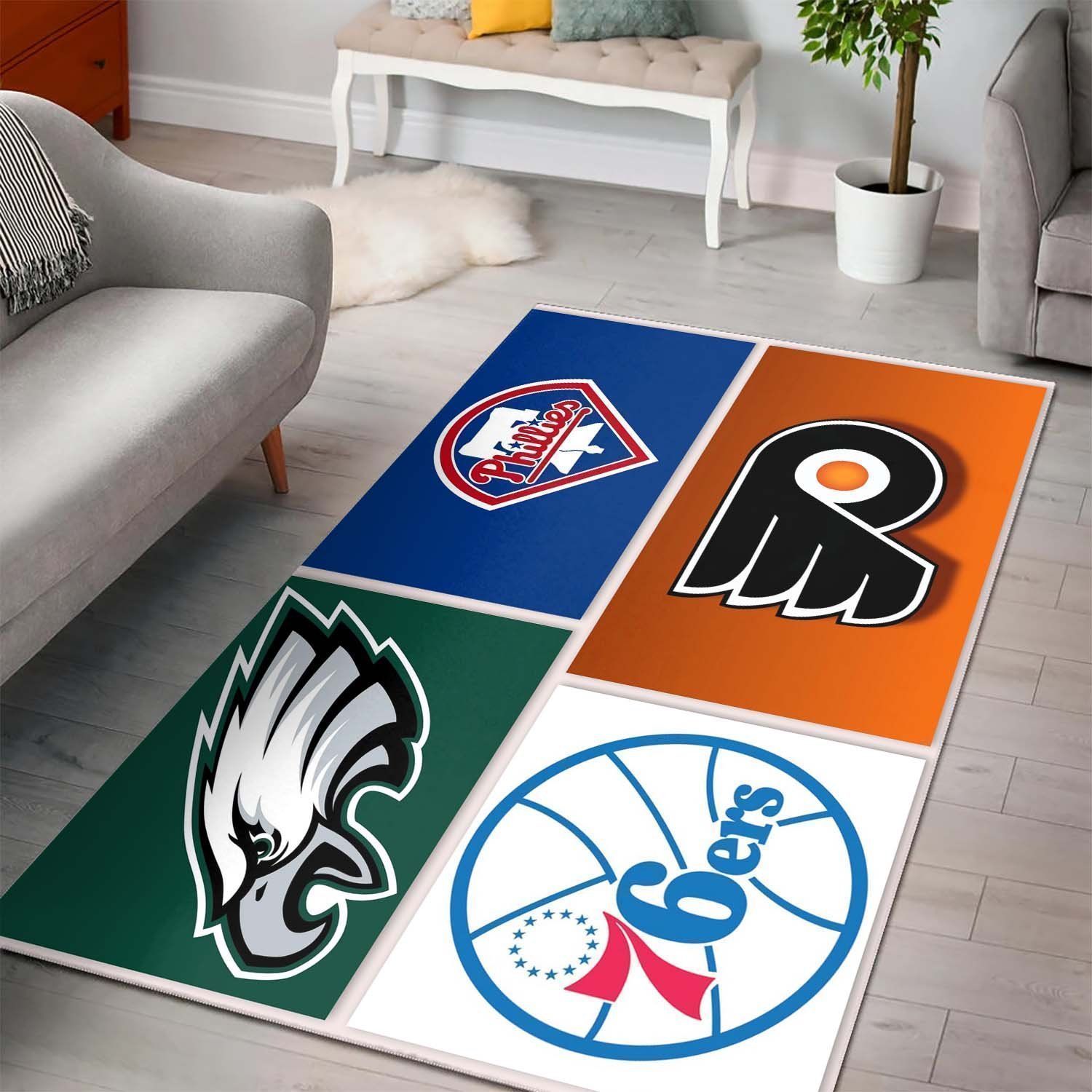 Philadelphia Flyers Area Rug Nhl Ice Hockey Team Logo V1296 Chussin | Home Decor Easily
