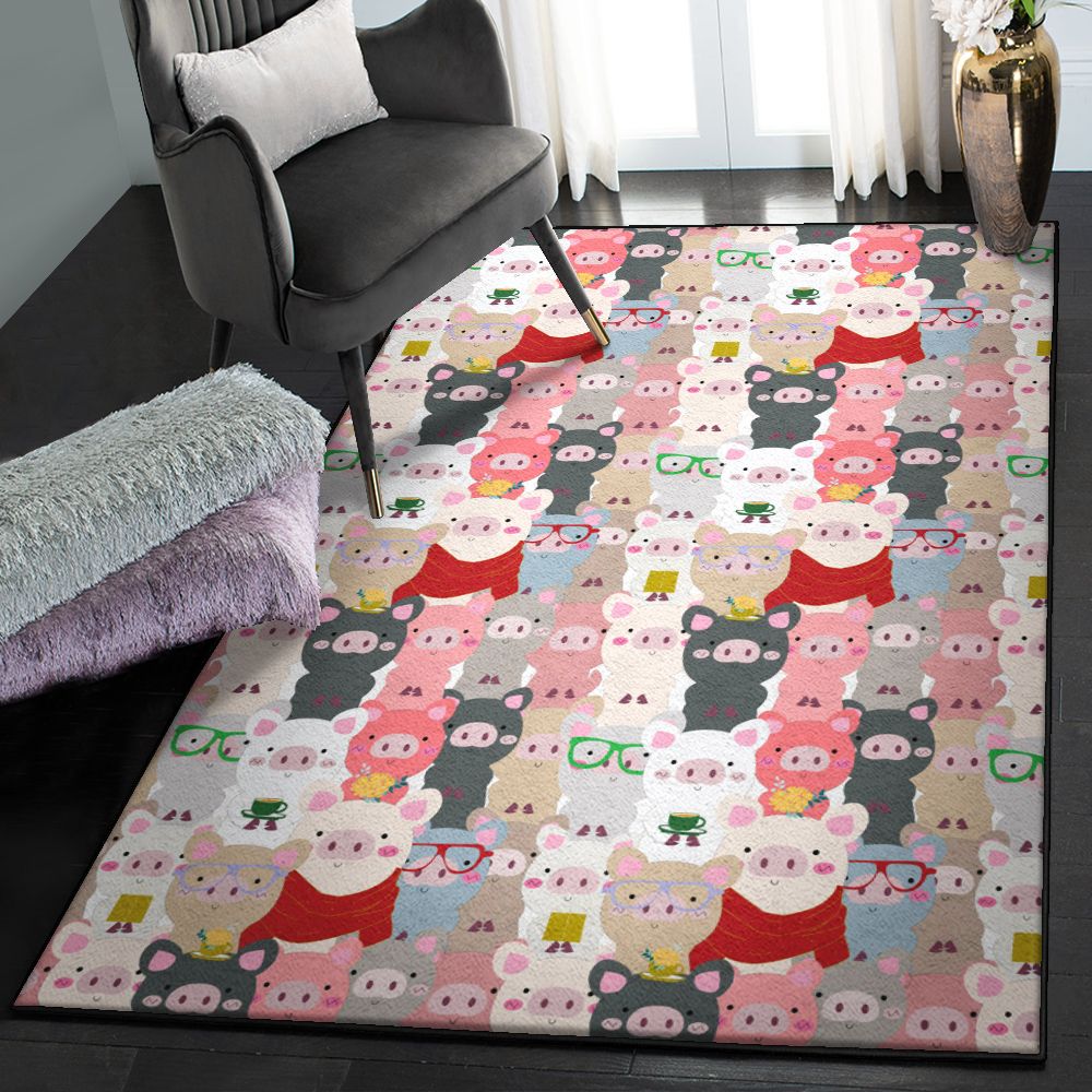 Pig Dining Room Rug, Pattern Pig Cute Rug  Chussin | Home Decor Easily