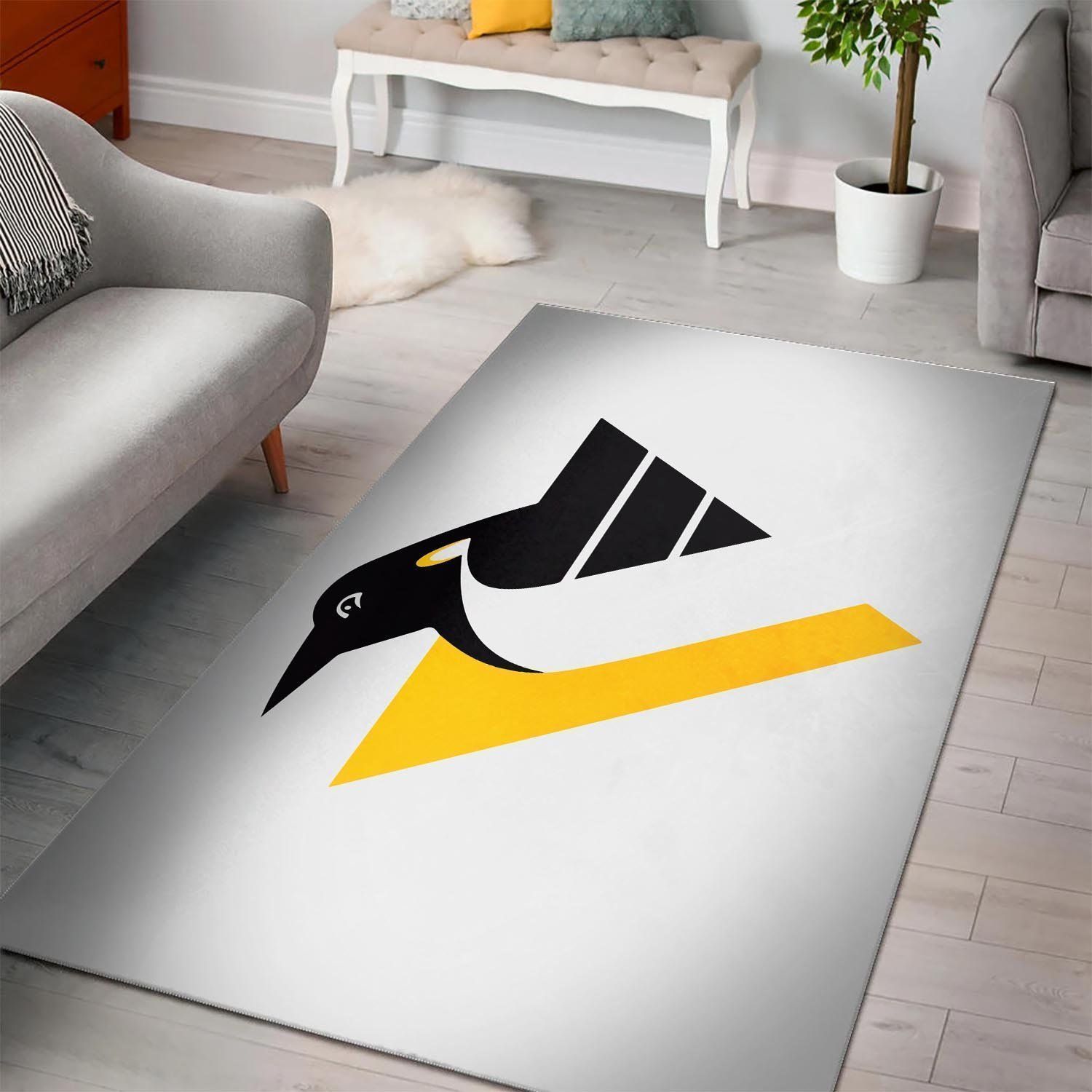 Pittsburgh Penguins Area Rug Nhl Ice Hockey Team Logo Regtangle V11083  Chussin | Home Decor Easily