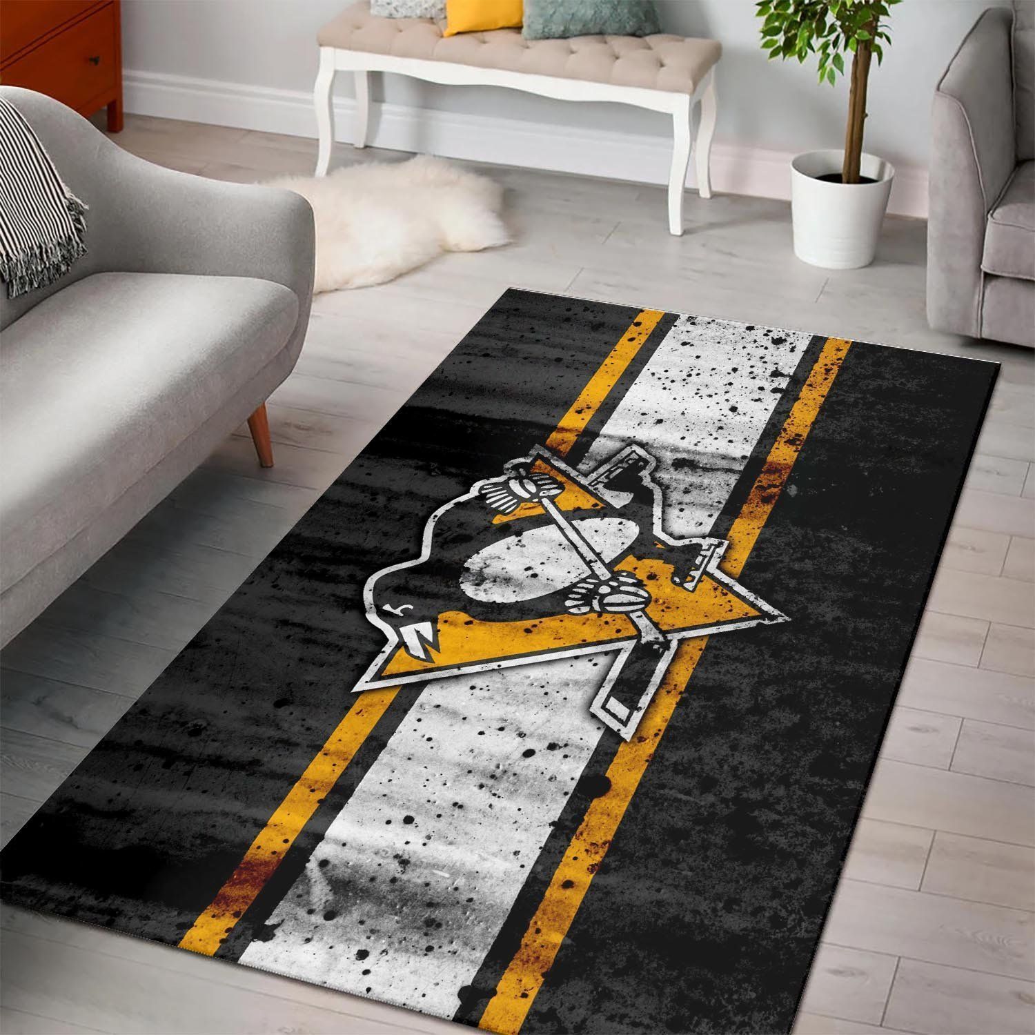 Pittsburgh Penguins Area Rugs Nhl Hockey Team Logo 200229 Chussin | Home Decor Easily