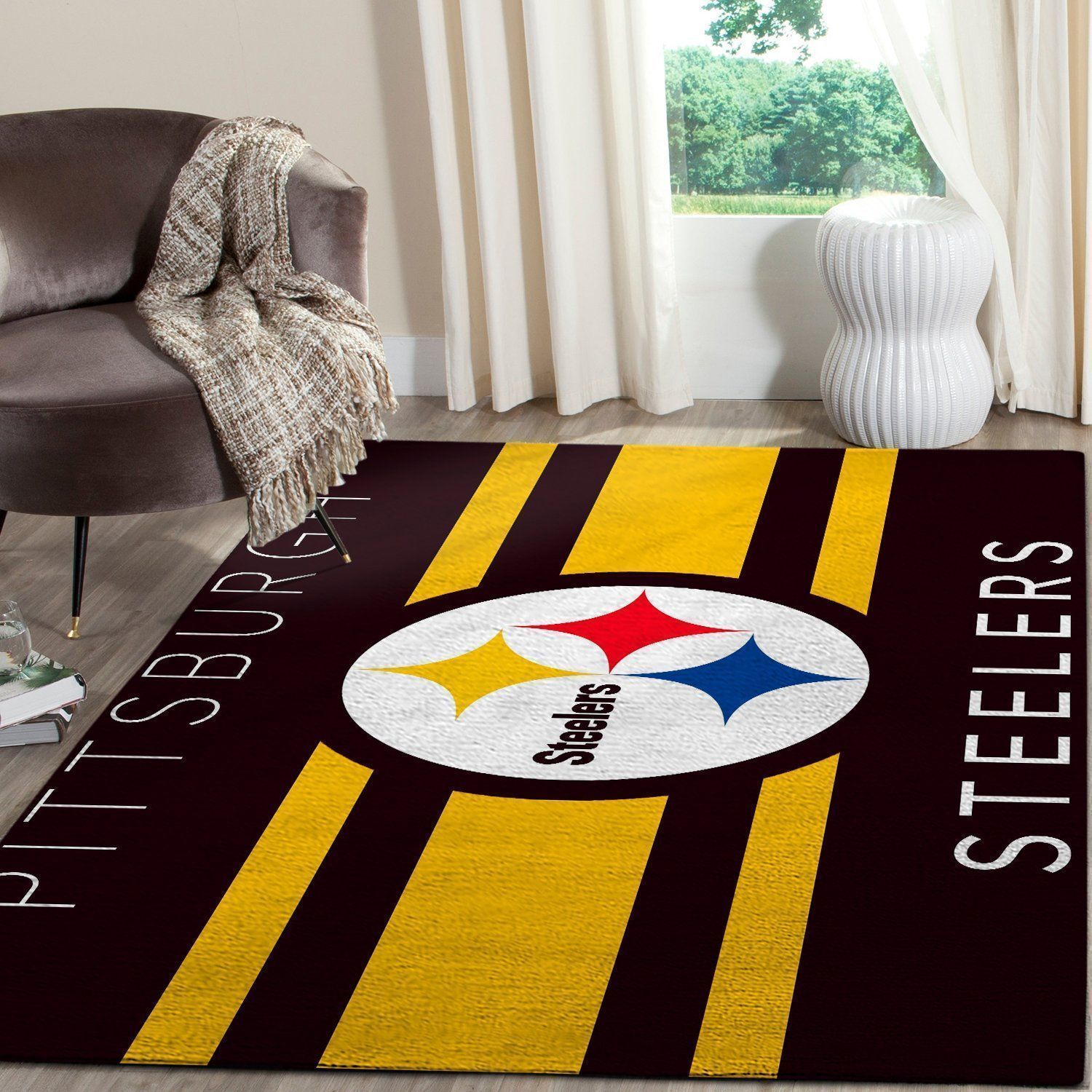 Pittsburgh Steelers Area Rug Nfl Football Team Logo V1309 | Home Decor Easily