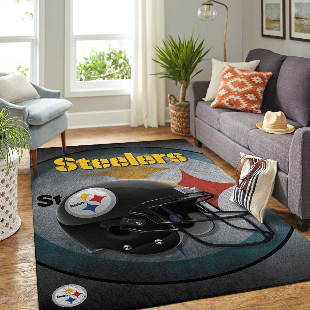 Pittsburgh Steelers Nfl Area Team Helmet Sports Rug Regtangle | Home Decor Easily