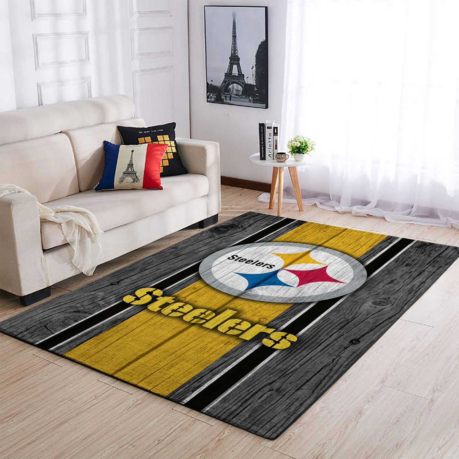 Pittsburgh Steelers Nfl Team Logo Area Wooden Style Sports Rug Regtangle  Chussin | Home Decor Easily