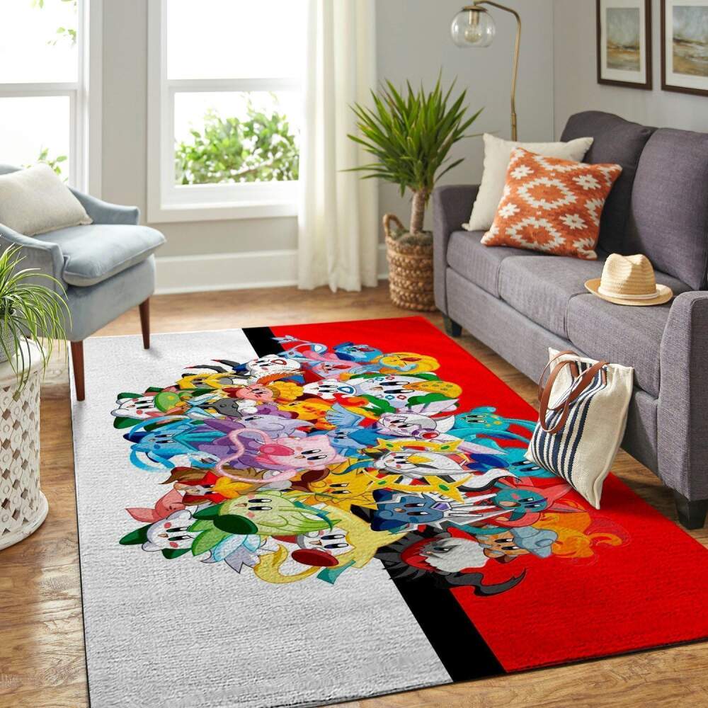 Pokemon Area Rug Nintendo Video Game Gamer Regtangle V355 | Home Decor Easily