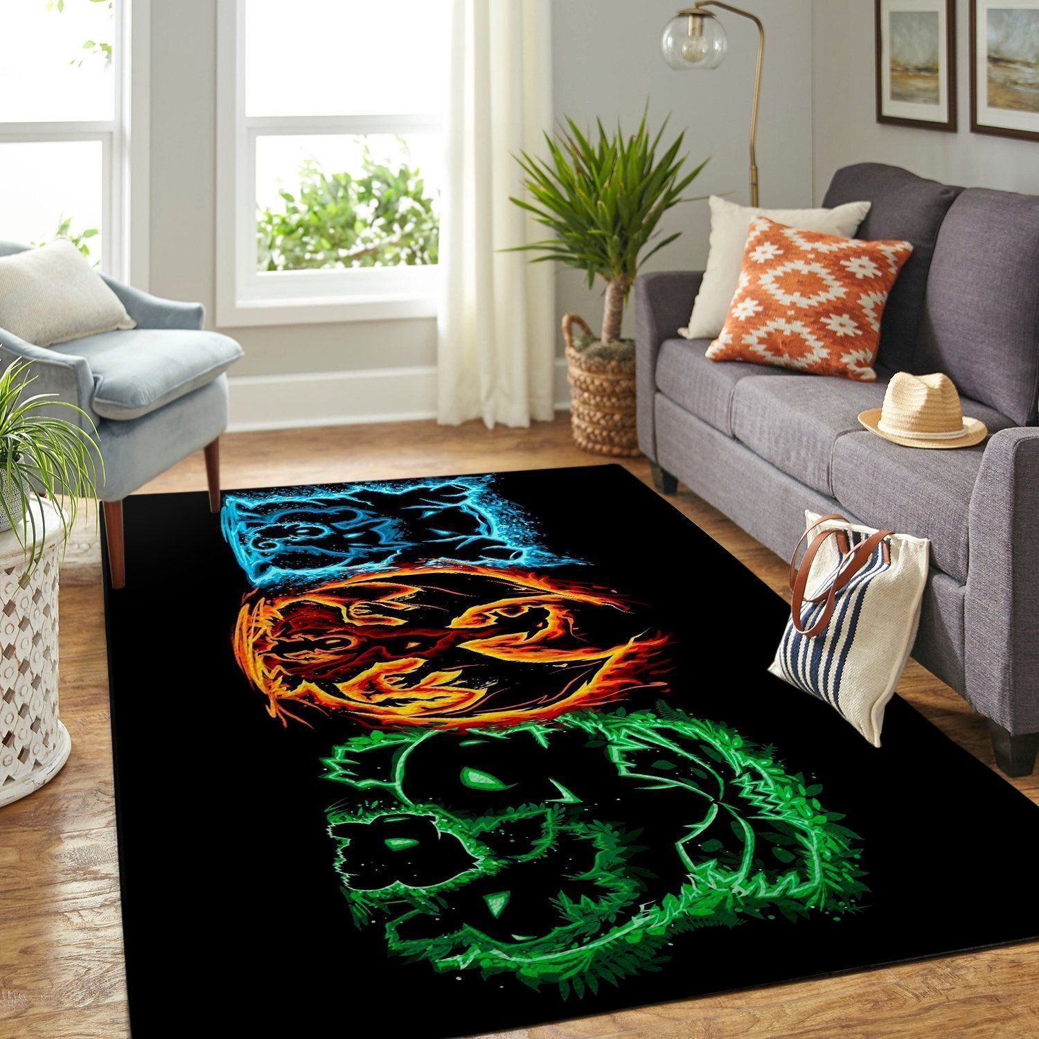 Pokemon Area Rug Nintendo Video Game Gamer Regtangle V356  Chussin | Home Decor Easily