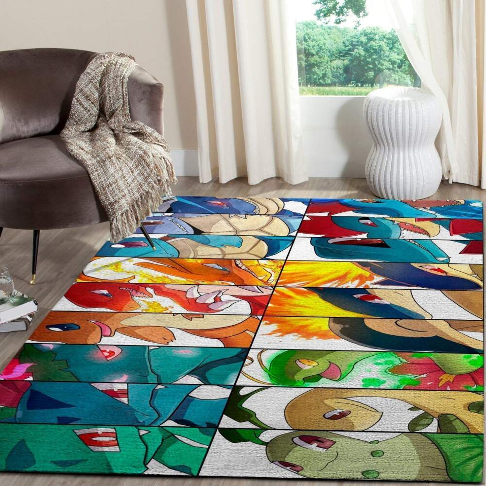 Pokemon Area Rug Nintendo Video Game Gamer Regtangle V362  Chussin | Home Decor Easily