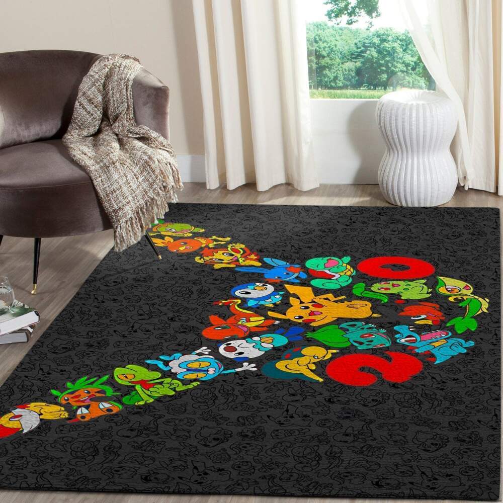 Pokemon Area Rug Nintendo Video Game Gamer Regtangle V369  Chussin | Home Decor Easily