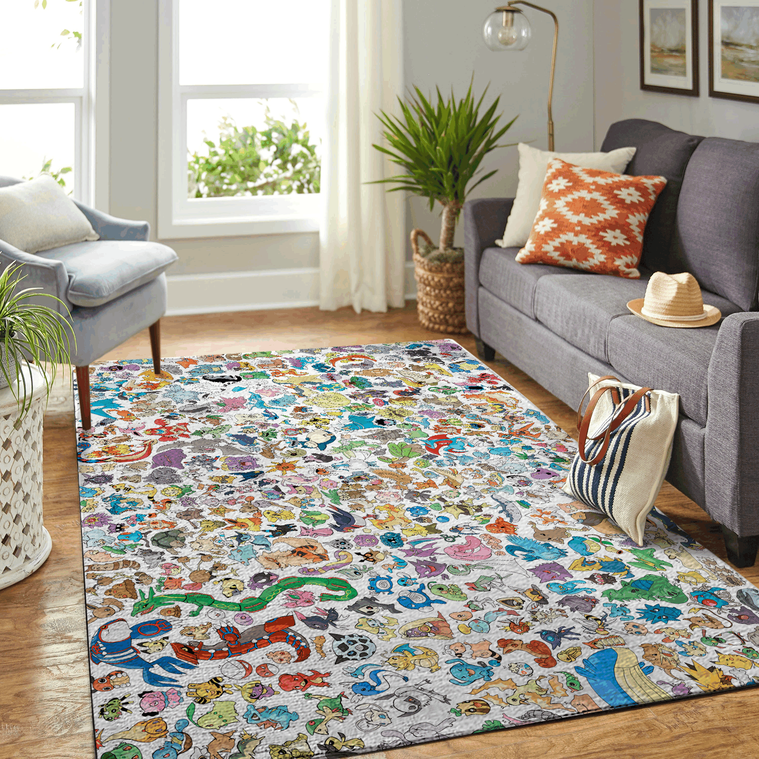 Pokemon Area Rug Nintendo Video Game Gamer Regtangle V372 | Home Decor Easily
