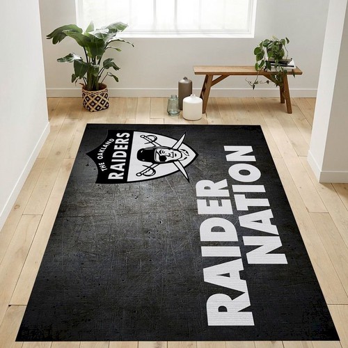 Raider Nation Grey Nfl Logo Area Rug For Gift Bedroom Rug F  Chussin | Home Decor Easily